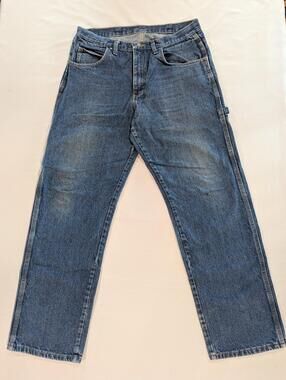 Red Kap Jeans Mens 34x32 Blue Med Wash Relaxed Straight Carpenter Denim Workwear
